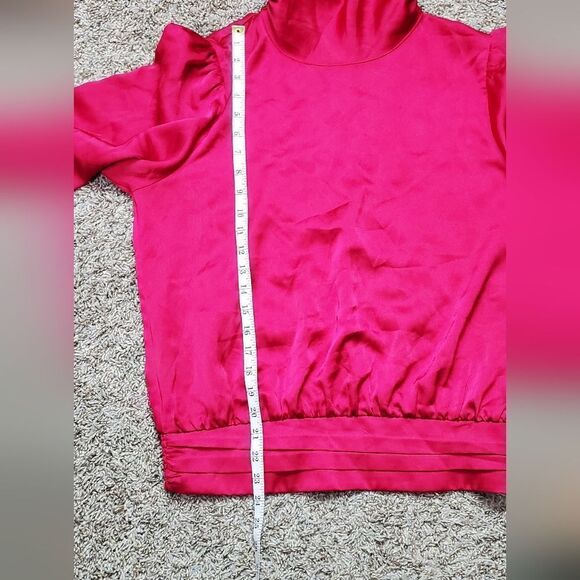 Allison Joy Raspberry Pink Satin Pull-Over Blouse - Picture 4 of 6
